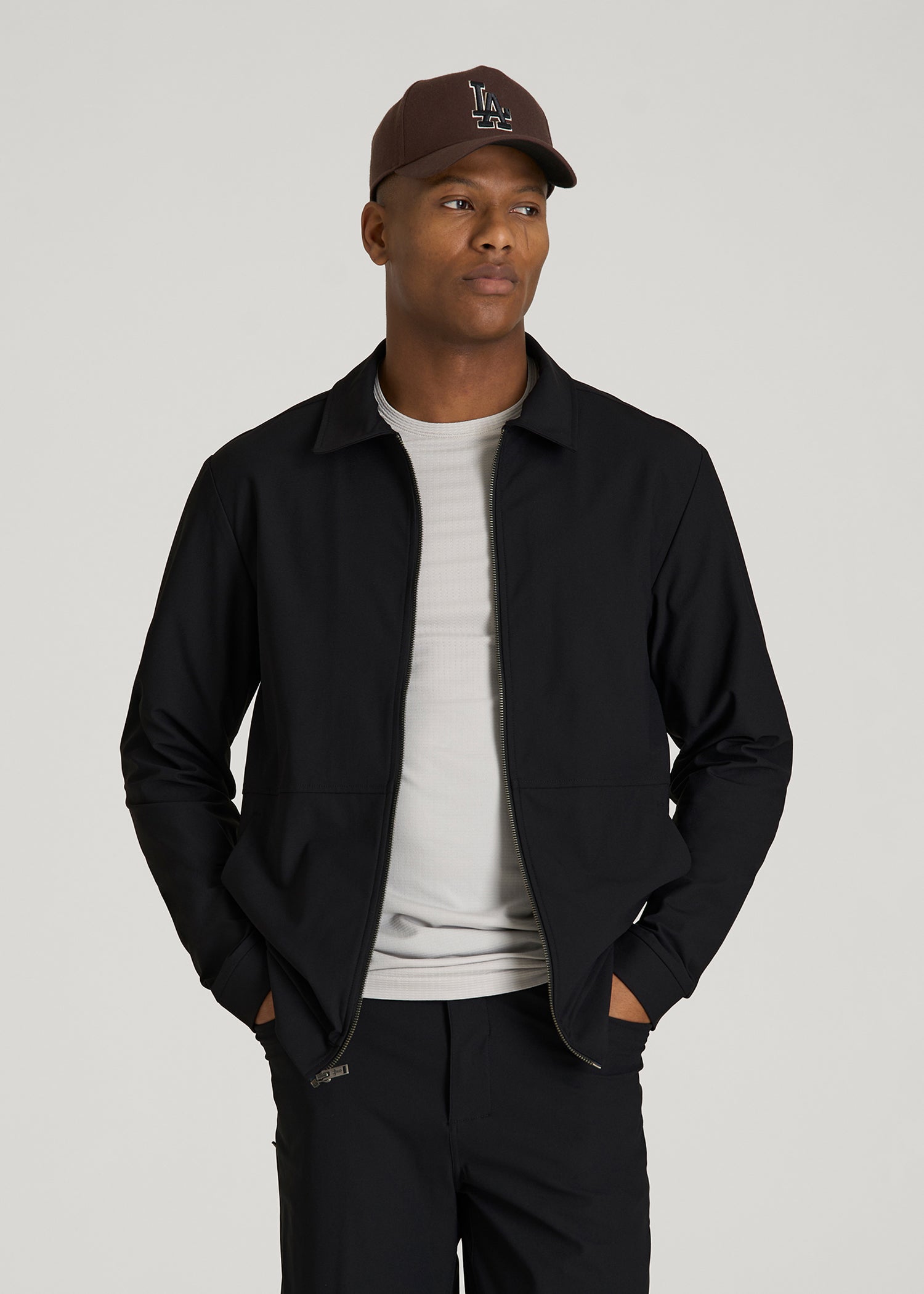 American Tall Men Traveler Bomber Jacket for Tall Men in Black