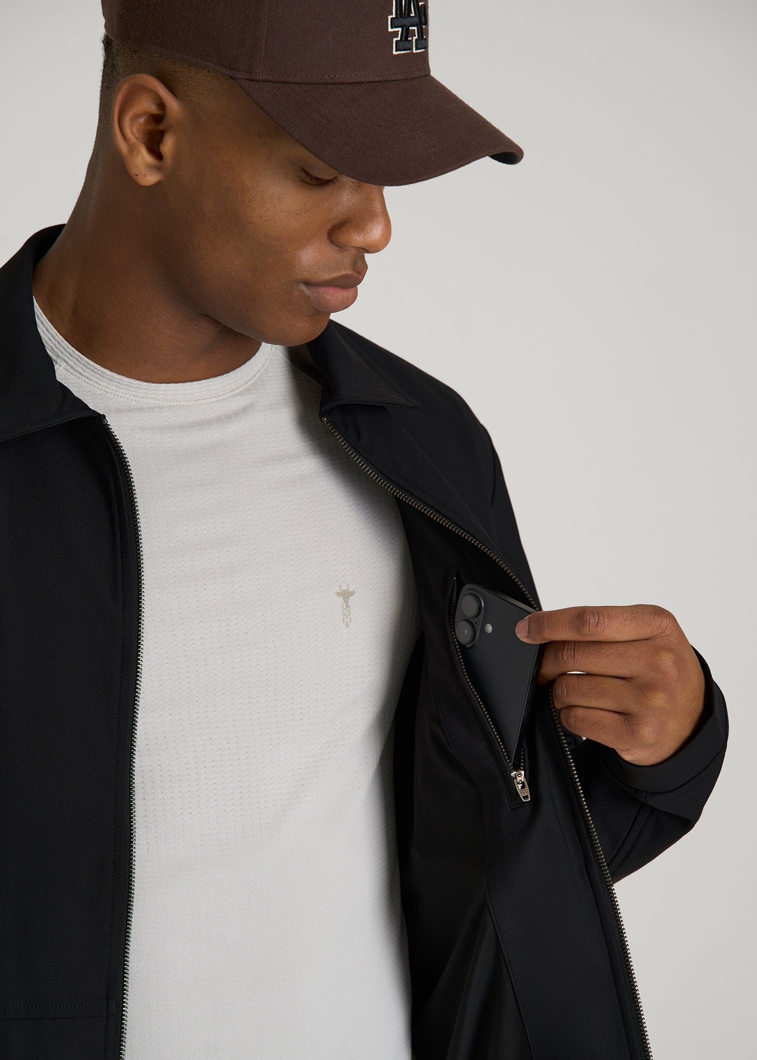 American Tall Men Traveler Bomber Jacket for Tall Men in Black