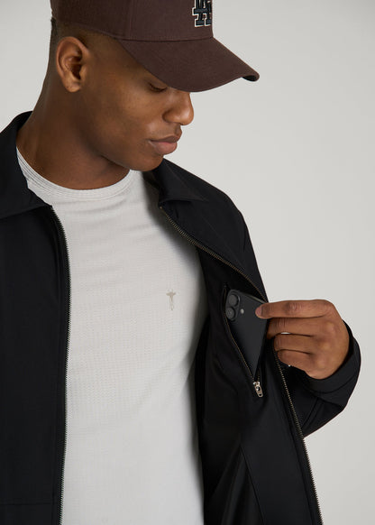 American Tall Men Traveler Bomber Jacket for Tall Men in Black