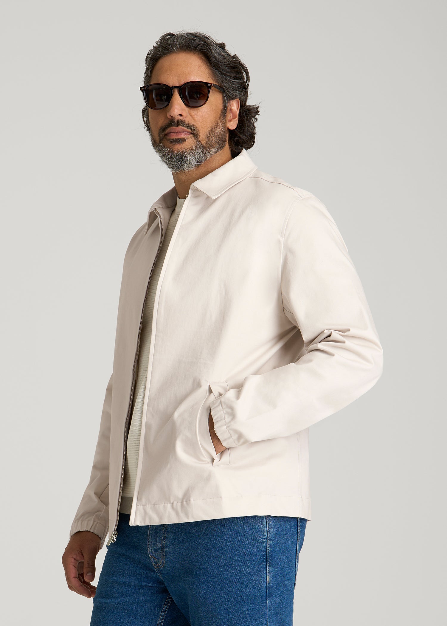 American Tall Men Harrington Jacket for Tall Men in Crystal Sand