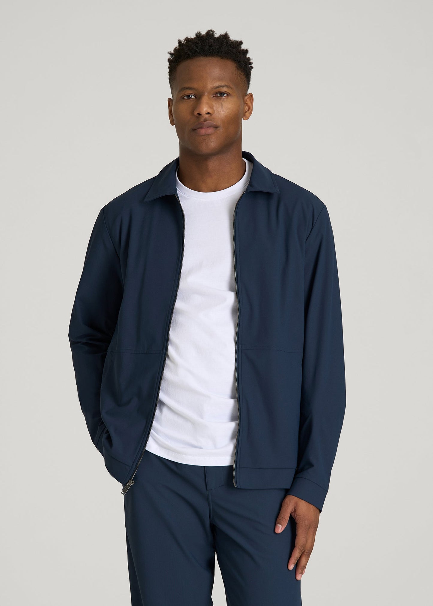 American Tall Men Traveler Bomber Jacket for Tall Men in Navy Blue