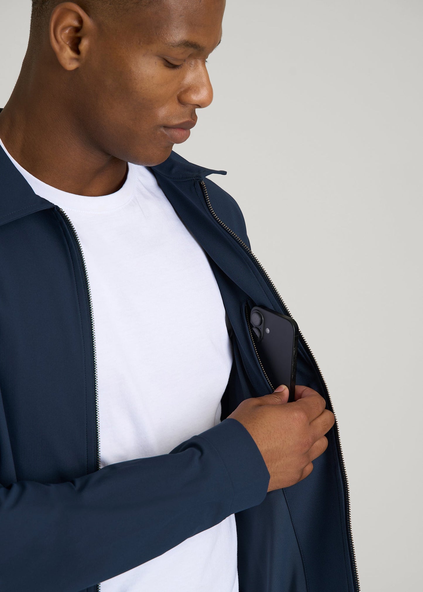 American Tall Men Traveler Bomber Jacket for Tall Men in Navy Blue