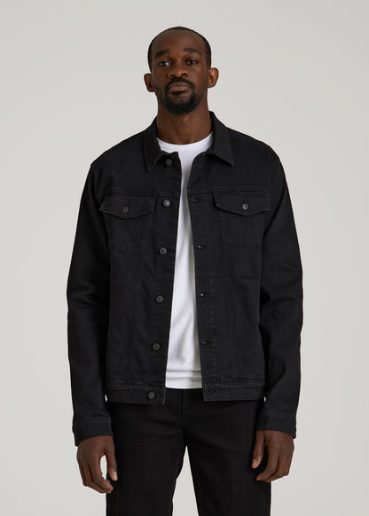 American Tall Men Classic Denim Jacket for Tall Men in Black