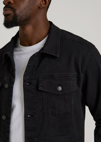 American Tall Men Classic Denim Jacket for Tall Men in Black