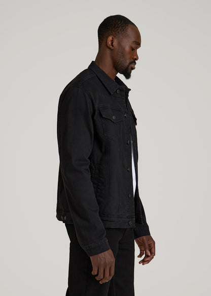 American Tall Men Classic Denim Jacket for Tall Men in Black