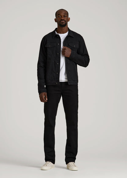 American Tall Men Classic Denim Jacket for Tall Men in Black