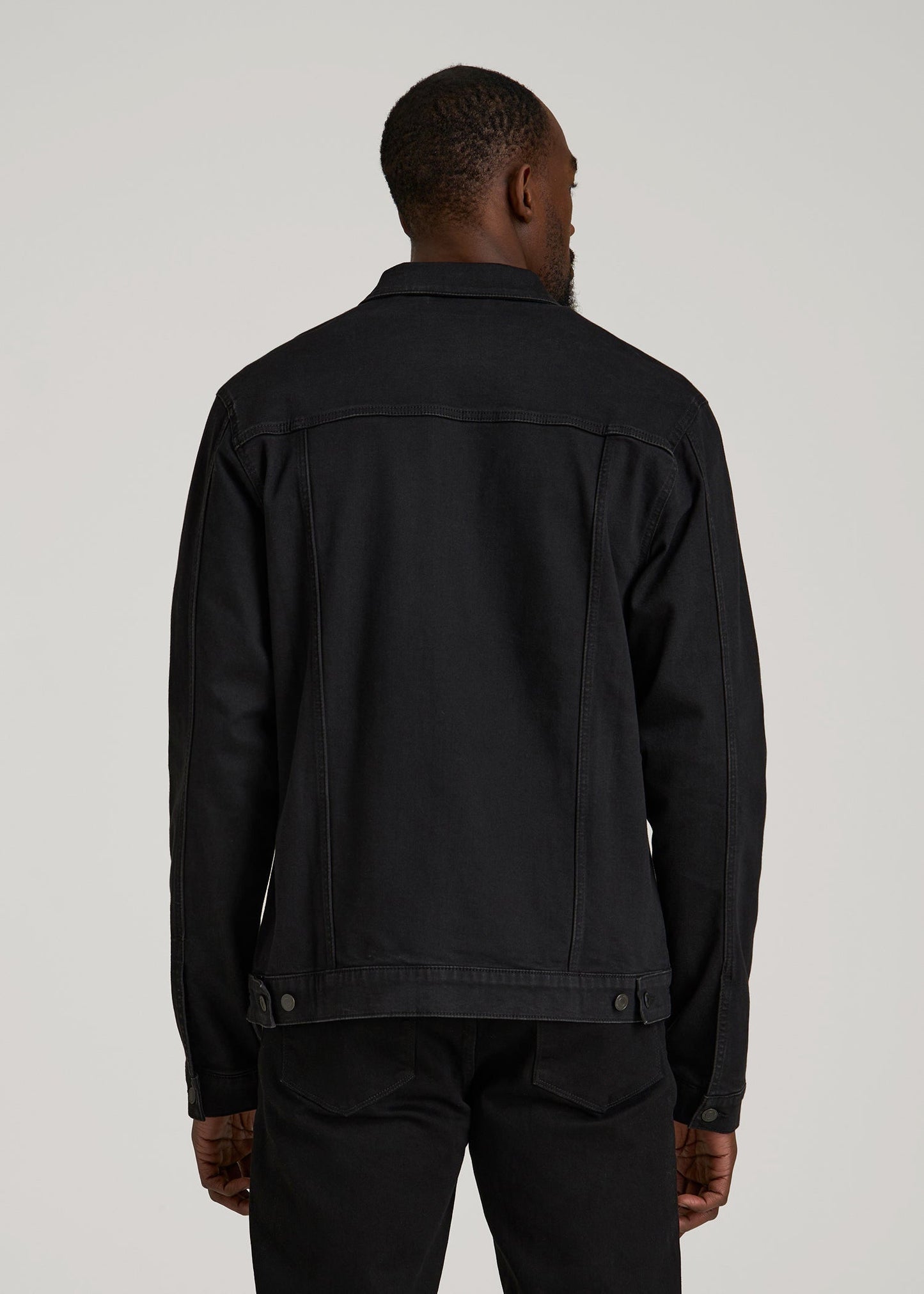 American Tall Men Classic Denim Jacket for Tall Men in Black