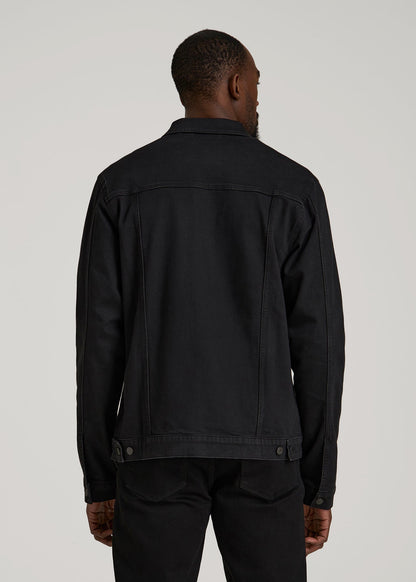 American Tall Men Classic Denim Jacket for Tall Men in Black