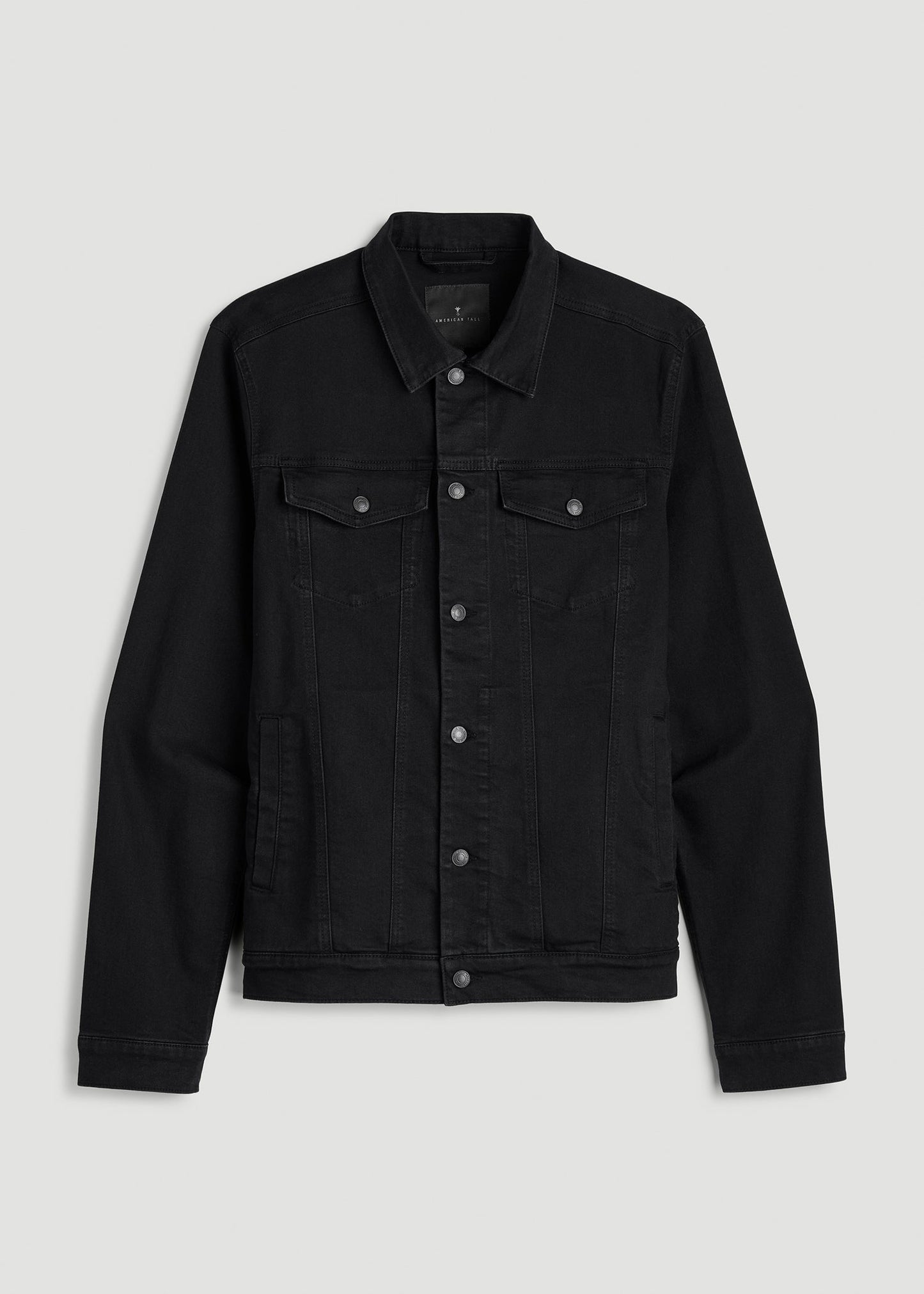 American Tall Men Classic Denim Jacket for Tall Men in Black