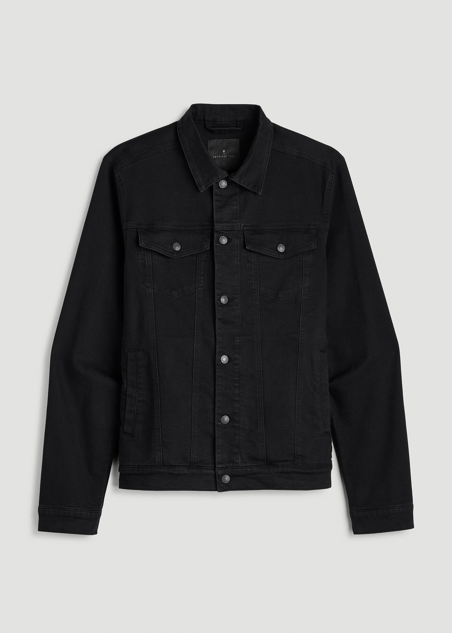 American Tall Men Classic Denim Jacket for Tall Men in Black