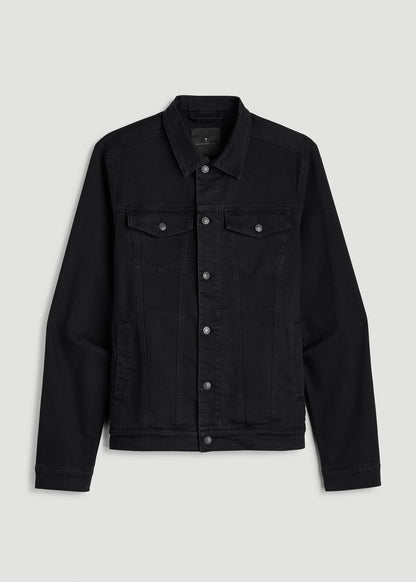 American Tall Men Classic Denim Jacket for Tall Men in Black