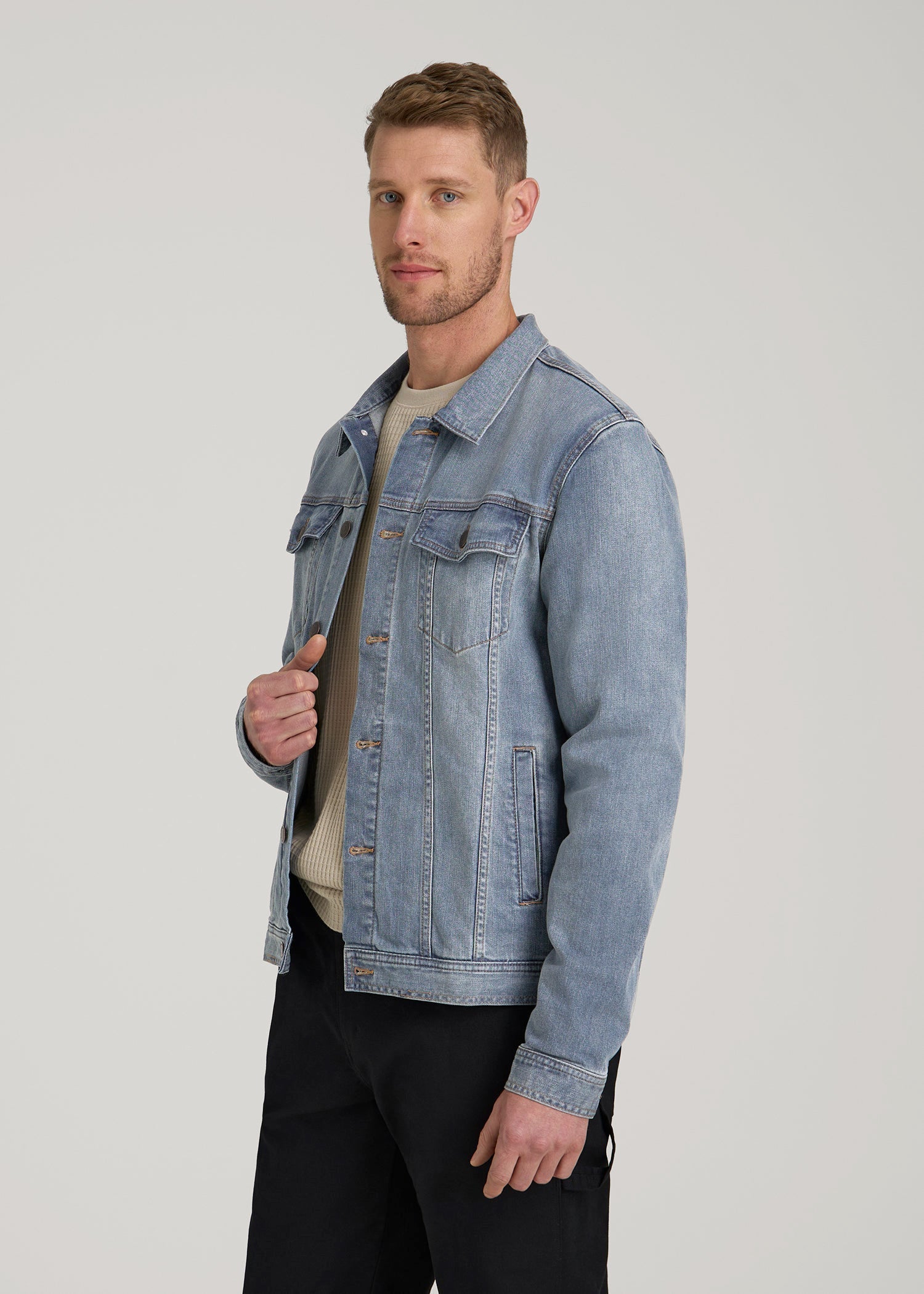 American Tall Men LJ&S Denim Jacket for Tall Men in Medium Blue