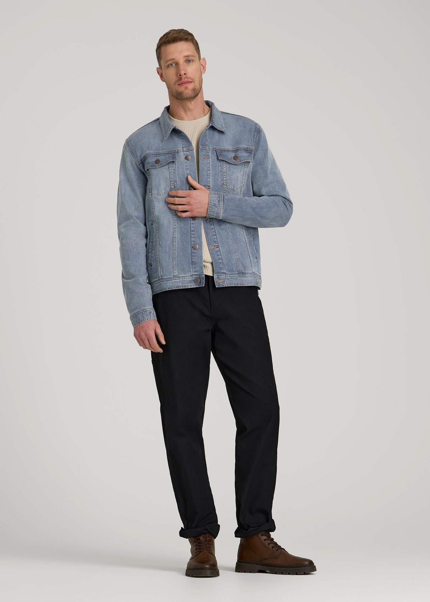 American Tall Men LJ&S Denim Jacket for Tall Men in Medium Blue