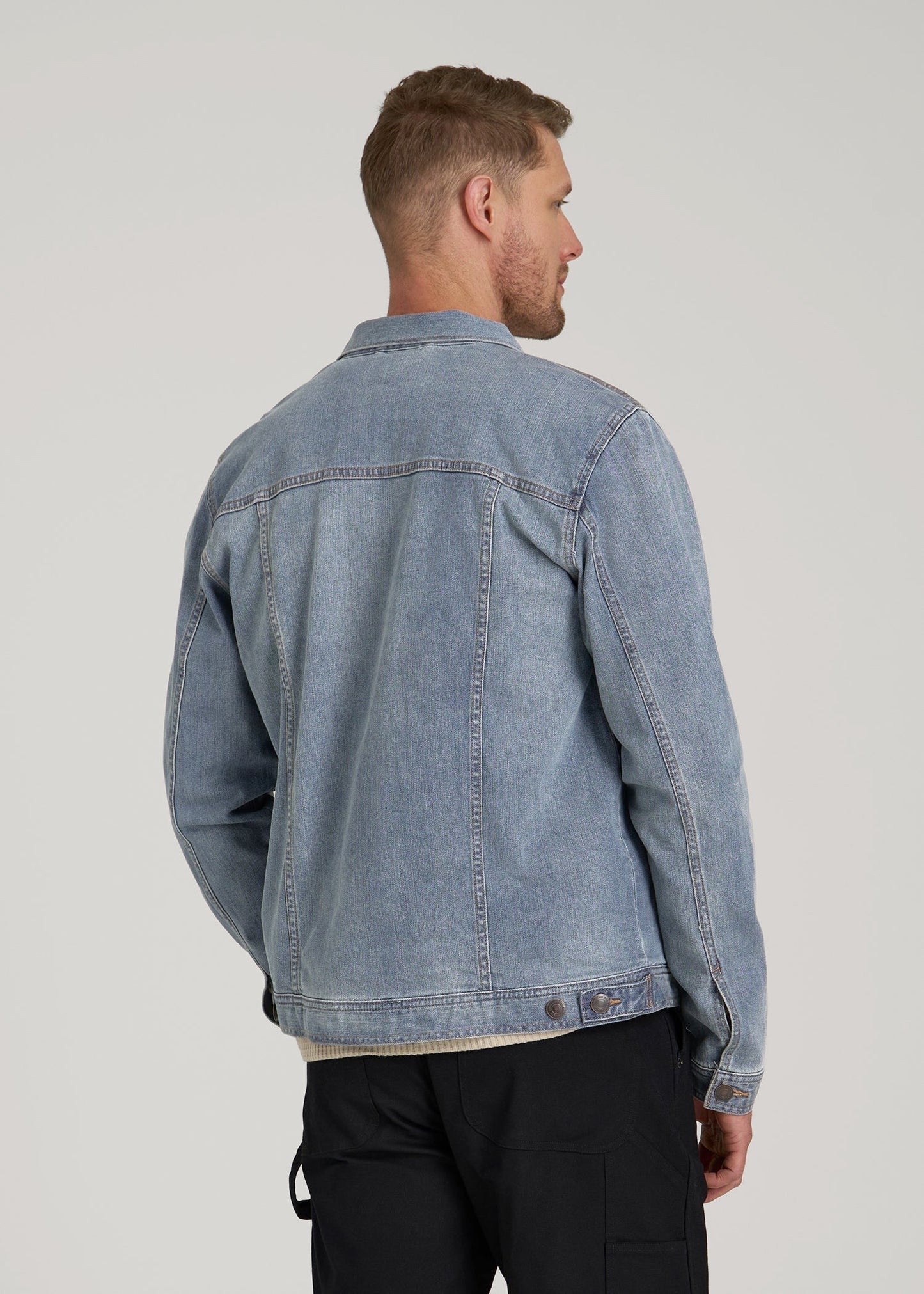 American Tall Men LJ&S Denim Jacket for Tall Men in Medium Blue