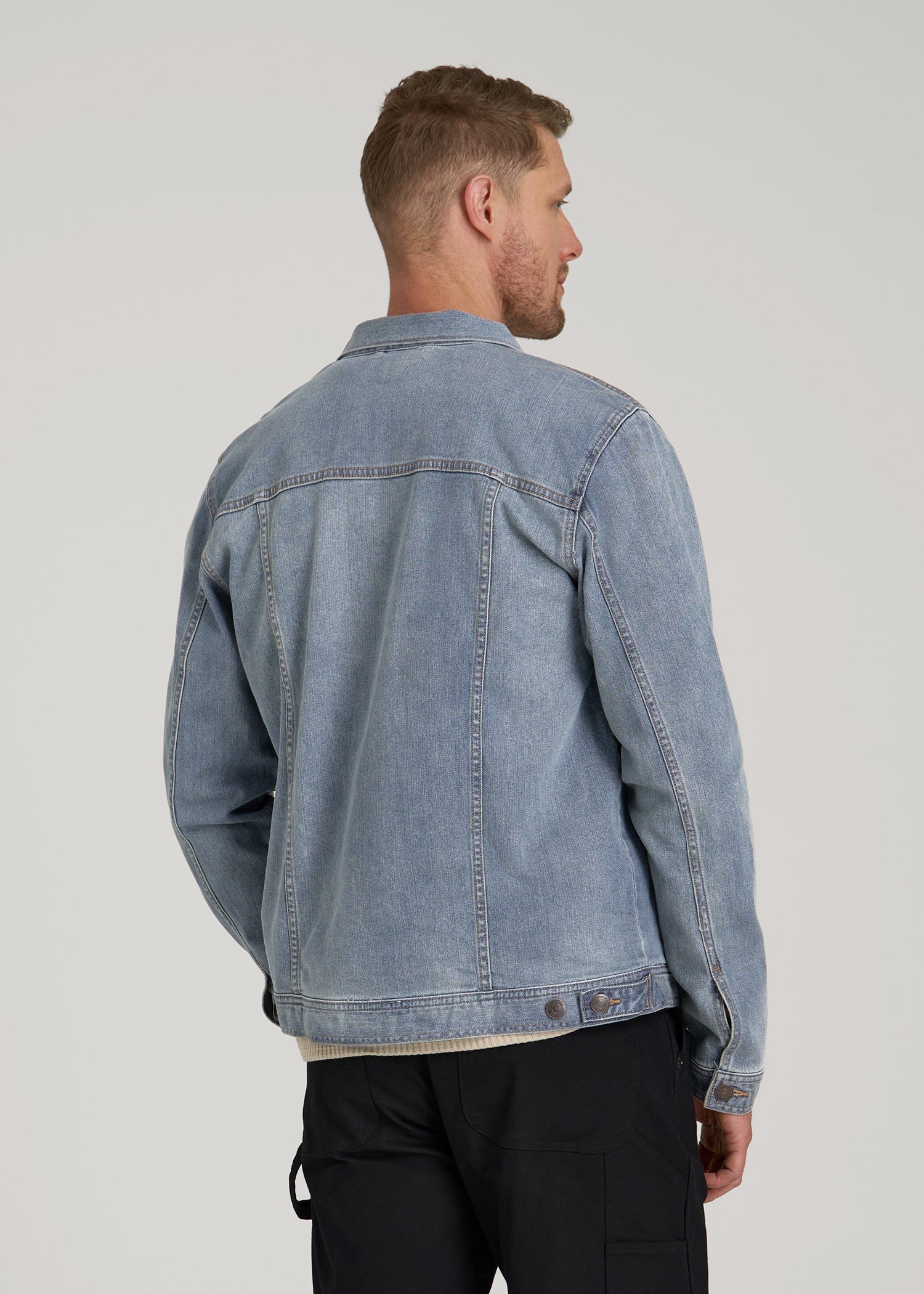 American Tall Men LJ&S Denim Jacket for Tall Men in Medium Blue