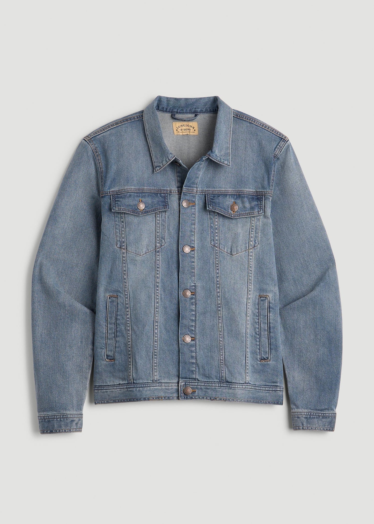 American Tall Men LJ&S Denim Jacket for Tall Men in Medium Blue