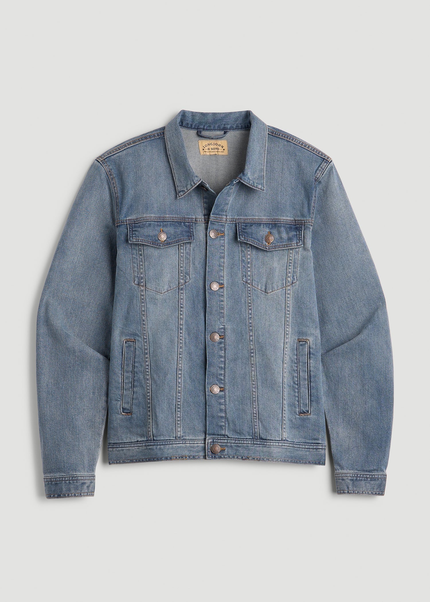 American Tall Men LJ&S Denim Jacket for Tall Men in Medium Blue