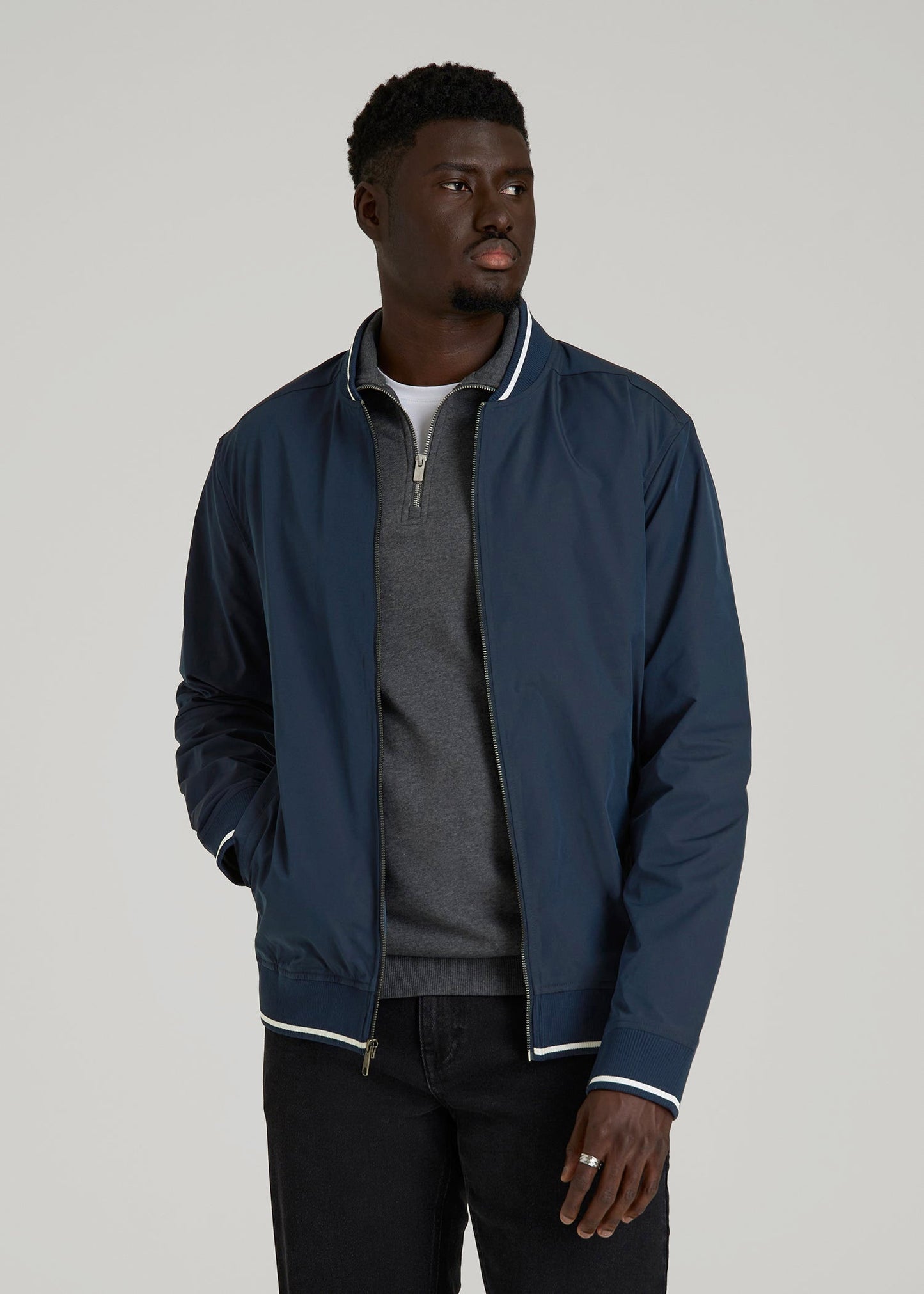 American Tall Men A.T. Bomber Jacket for Tall Men in Navy