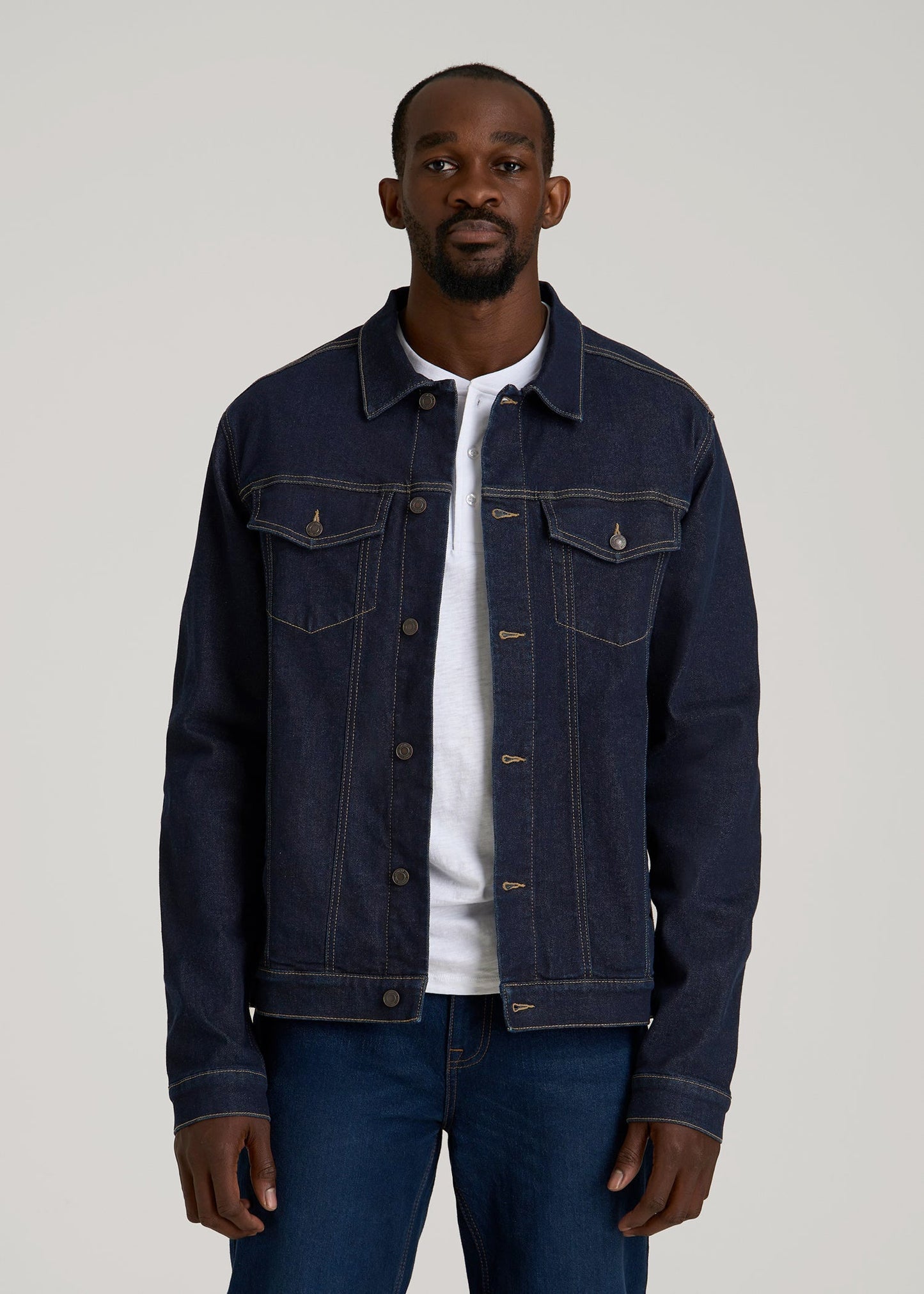 American Tall Men Classic Denim Jacket for Tall Men in Rinse Wash