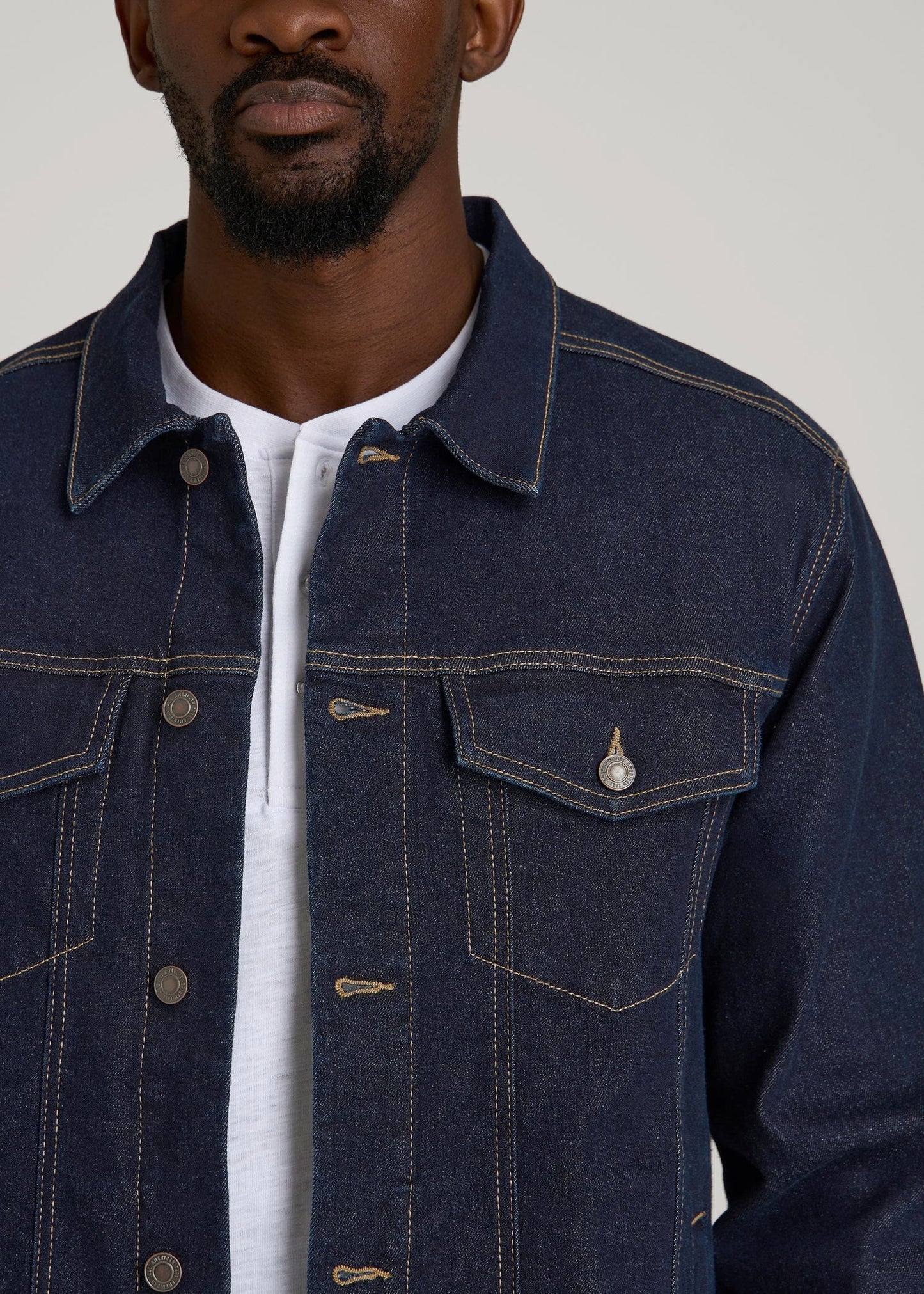 American Tall Men Classic Denim Jacket for Tall Men in Rinse Wash