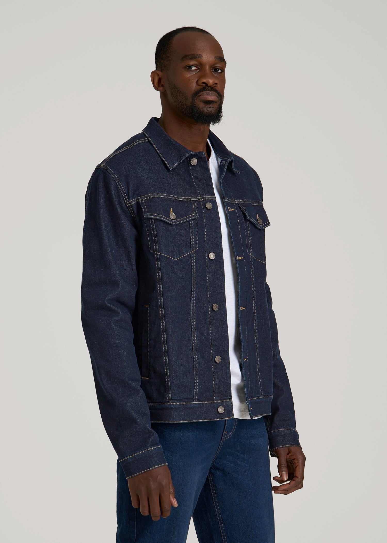 American Tall Men Classic Denim Jacket for Tall Men in Rinse Wash