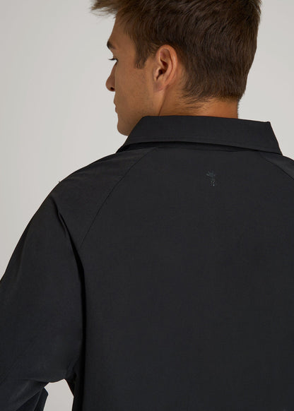 American Tall Men Flex Nylon Collared Jacket for Tall Men in Black