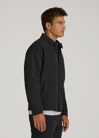 American Tall Men Flex Nylon Collared Jacket for Tall Men in Black