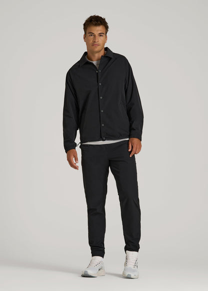 American Tall Men Flex Nylon Collared Jacket for Tall Men in Black