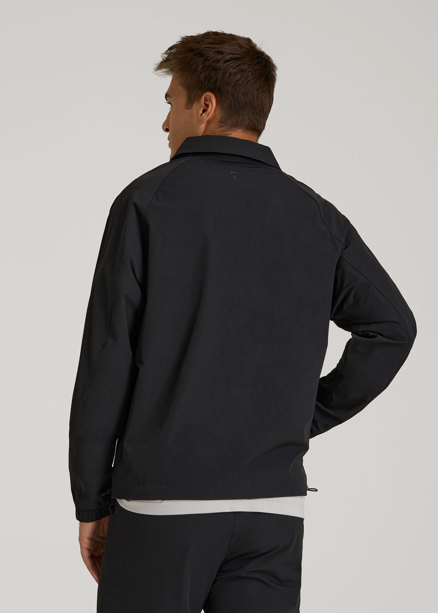 American Tall Men Flex Nylon Collared Jacket for Tall Men in Black
