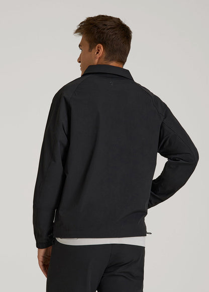 American Tall Men Flex Nylon Collared Jacket for Tall Men in Black