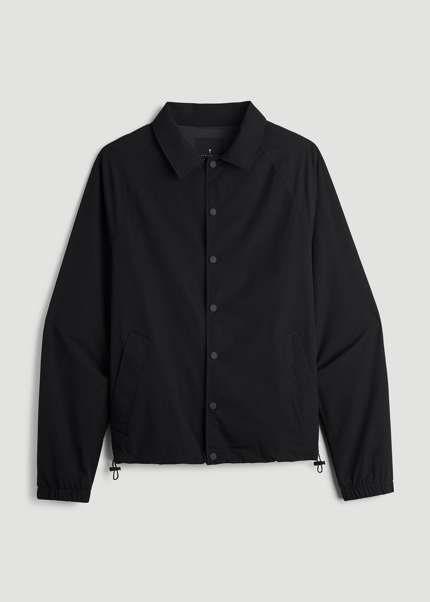 American Tall Men Flex Nylon Collared Jacket for Tall Men in Black