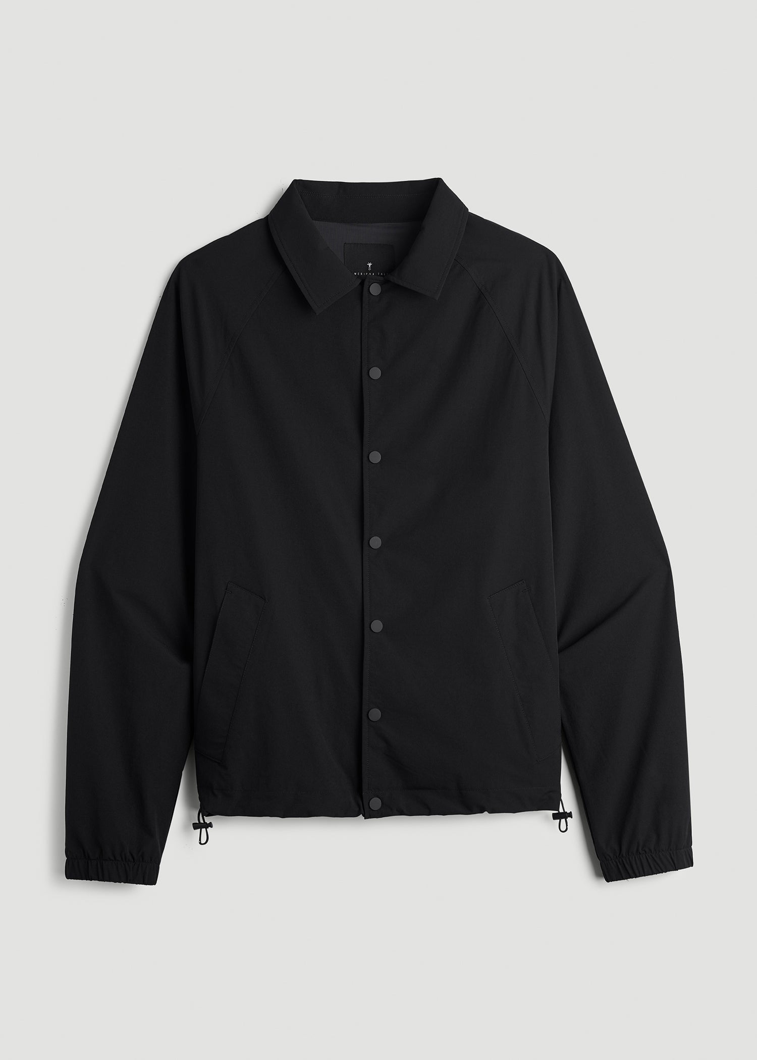 American Tall Men Flex Nylon Collared Jacket for Tall Men in Black
