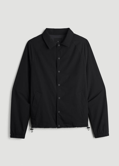 American Tall Men Flex Nylon Collared Jacket for Tall Men in Black