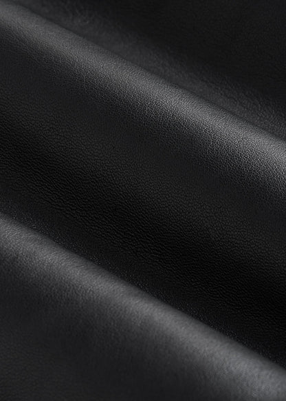 American Tall Men Genuine Leather Hooded Bomber for Tall Men in Black