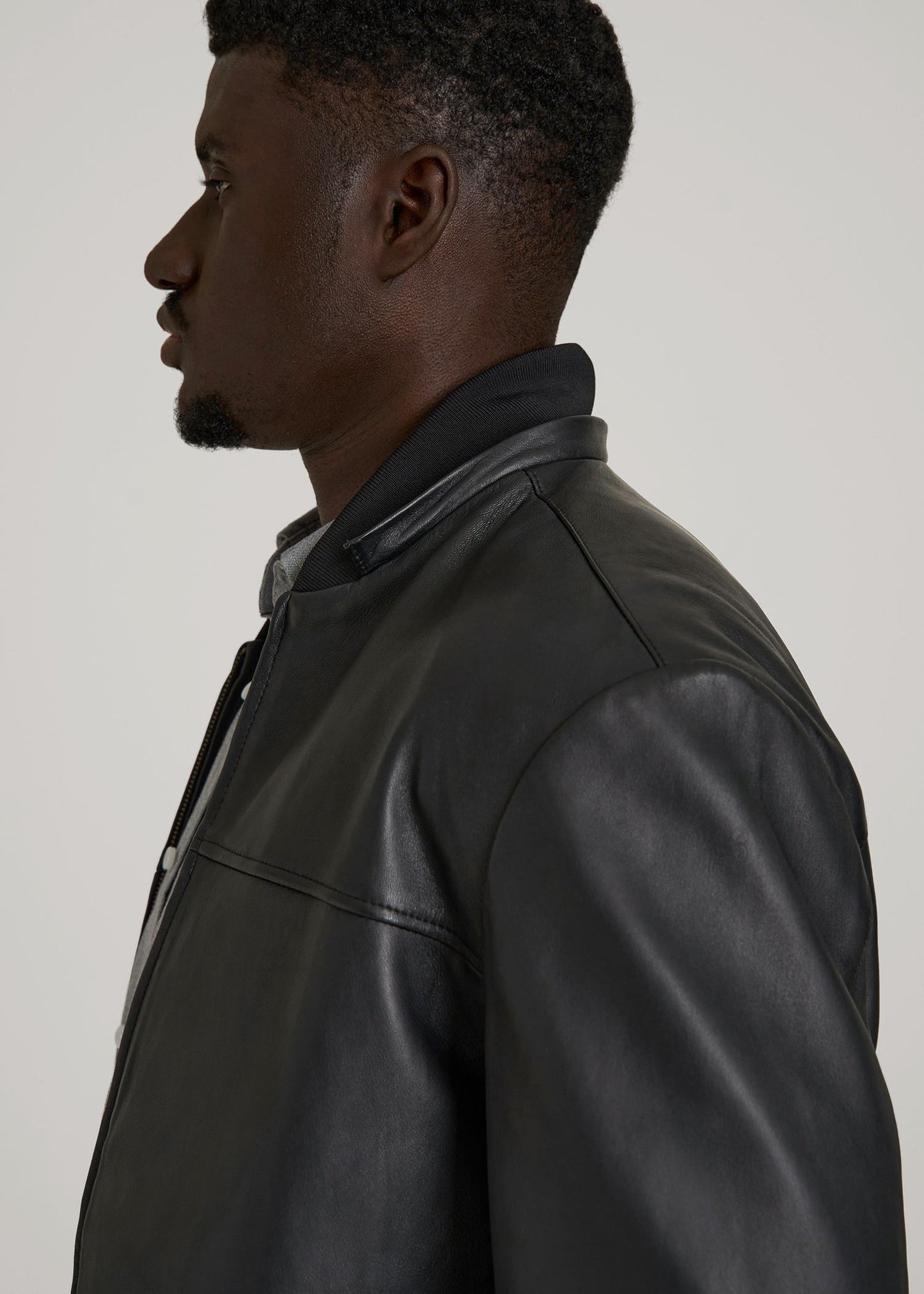 American Tall Men Genuine Leather Hooded Bomber for Tall Men in Black