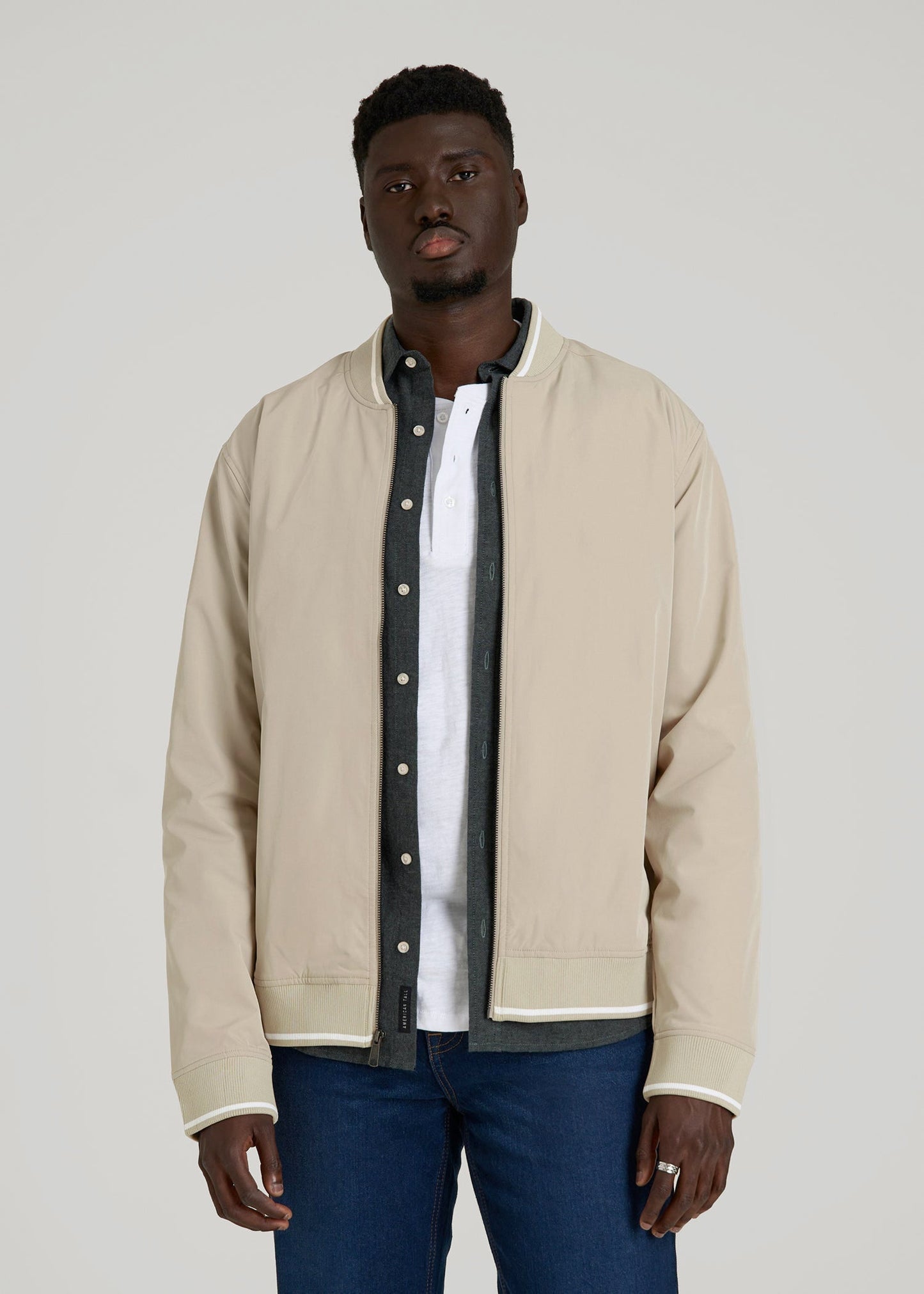 American Tall Men A.T. Bomber Jacket for Tall Men in Desert Khaki