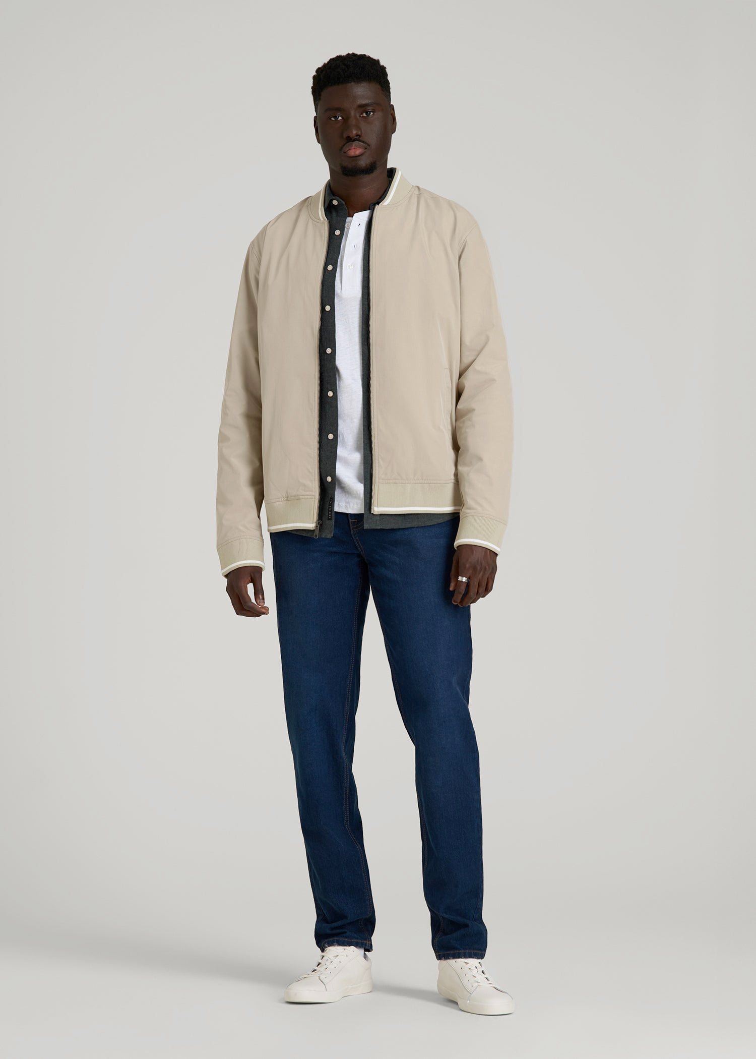 American Tall Men A.T. Bomber Jacket for Tall Men in Desert Khaki