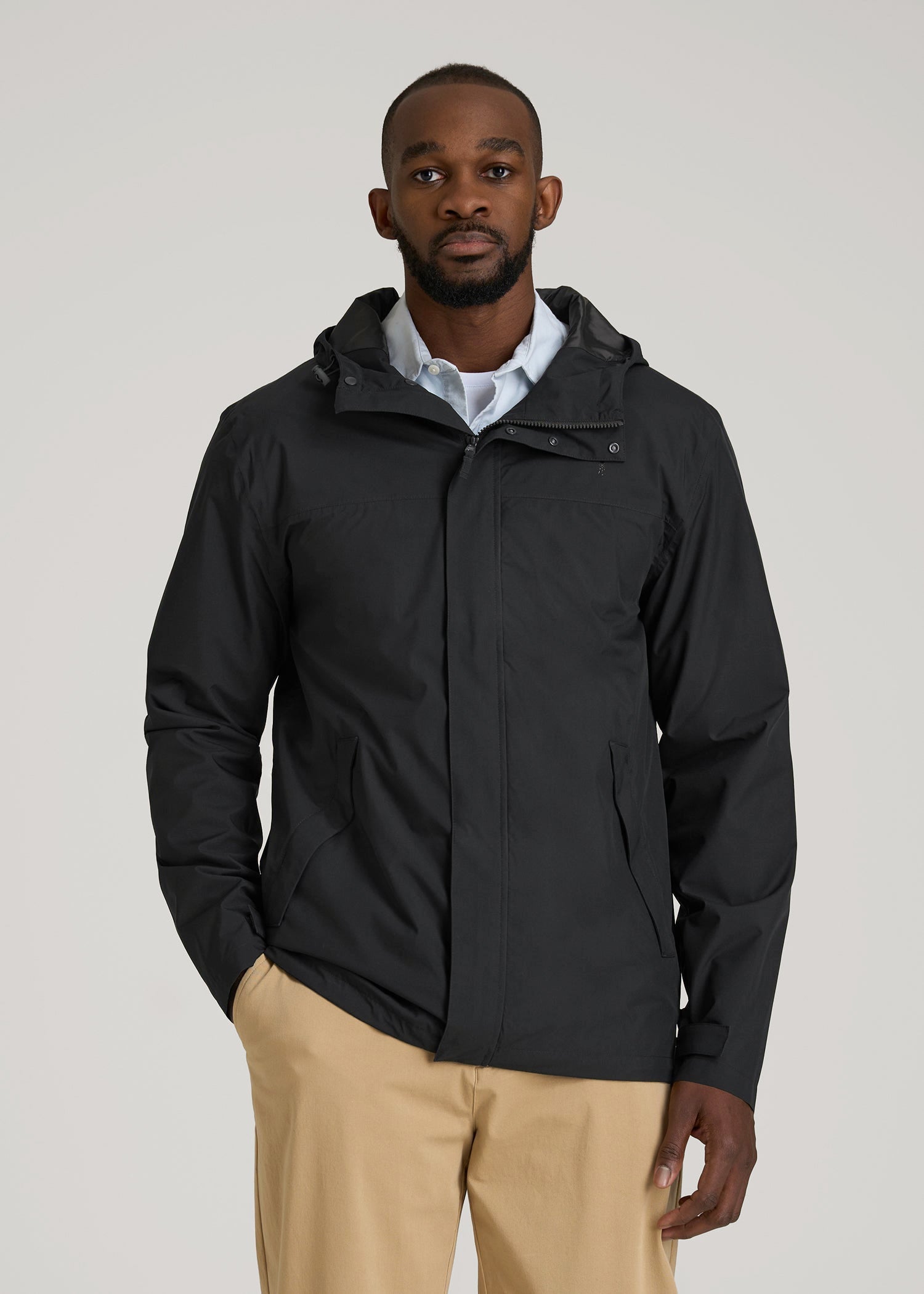 American Tall Men Lightweight Rain Jacket for Tall Men in Black