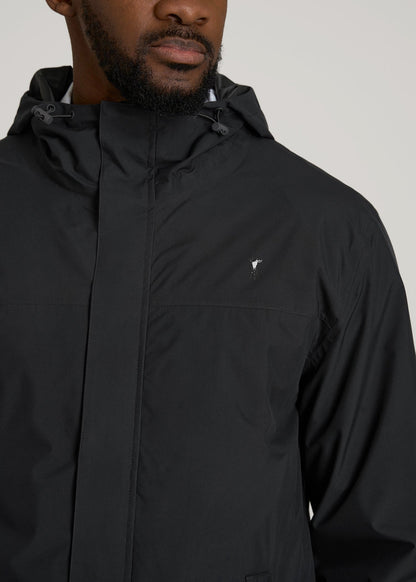 American Tall Men Lightweight Rain Jacket for Tall Men in Black