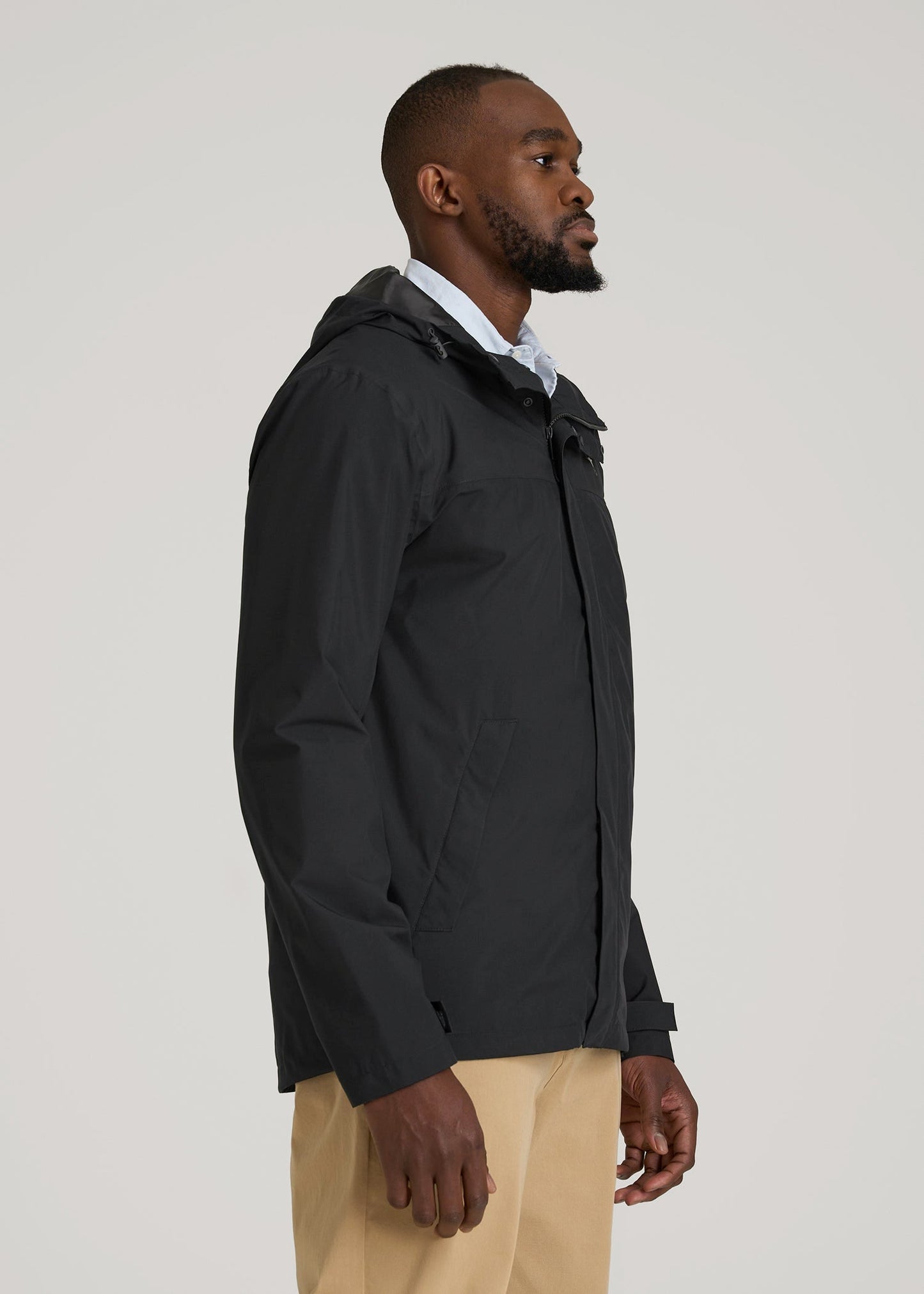 American Tall Men Lightweight Rain Jacket for Tall Men in Black