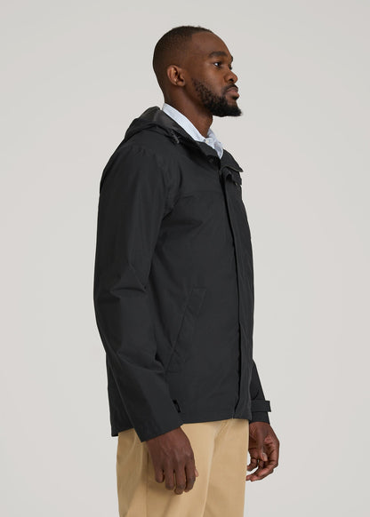 American Tall Men Lightweight Rain Jacket for Tall Men in Black