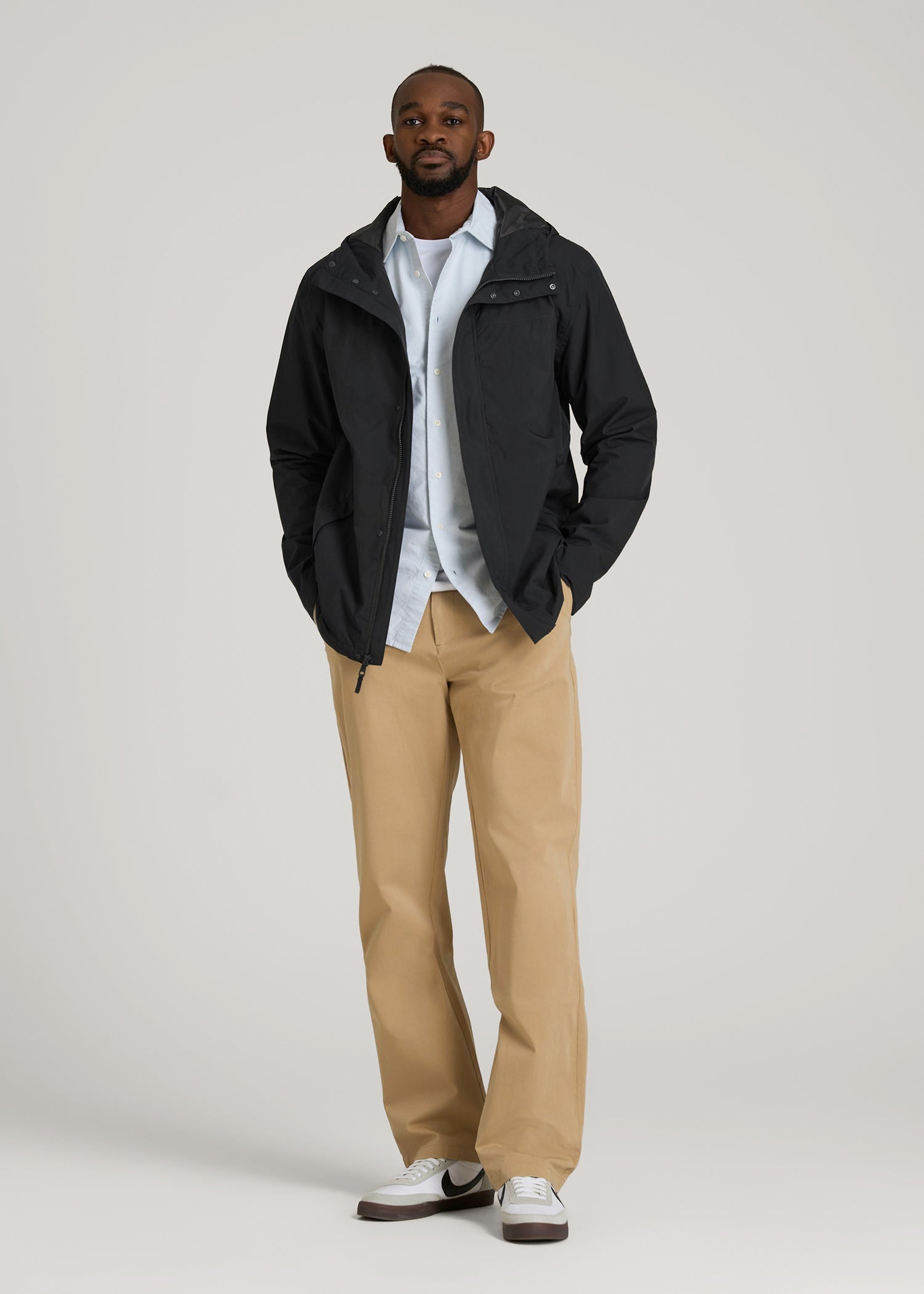 American Tall Men Lightweight Rain Jacket for Tall Men in Black