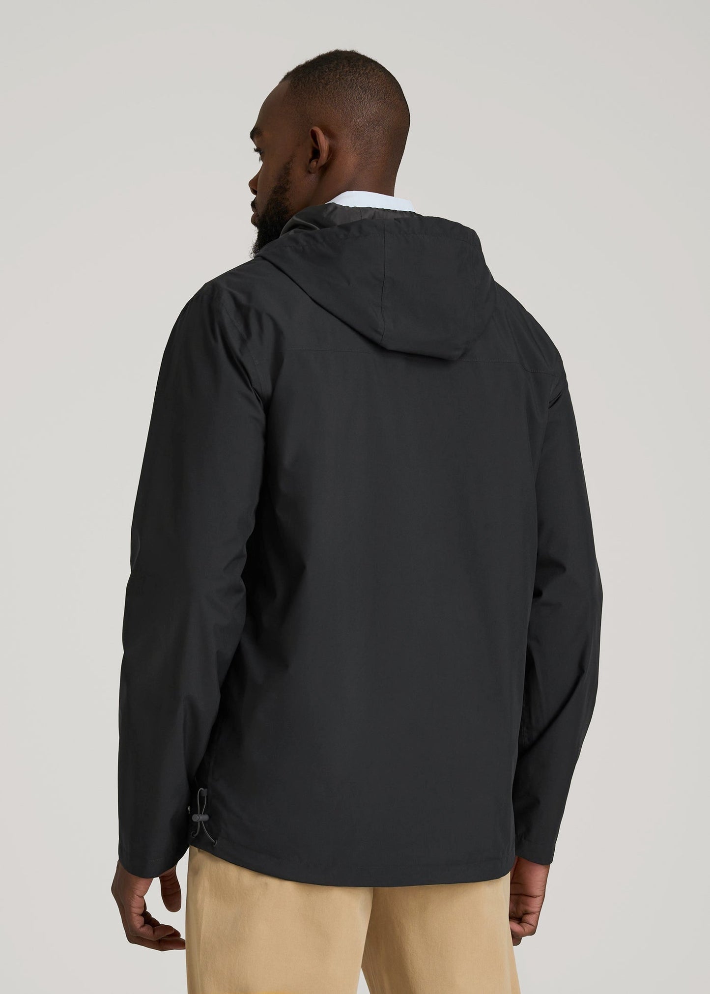 American Tall Men Lightweight Rain Jacket for Tall Men in Black