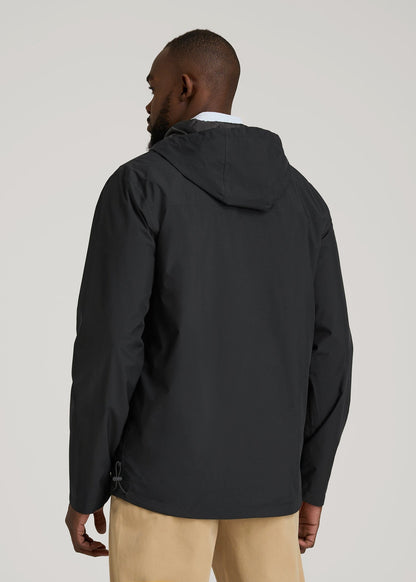 American Tall Men Lightweight Rain Jacket for Tall Men in Black