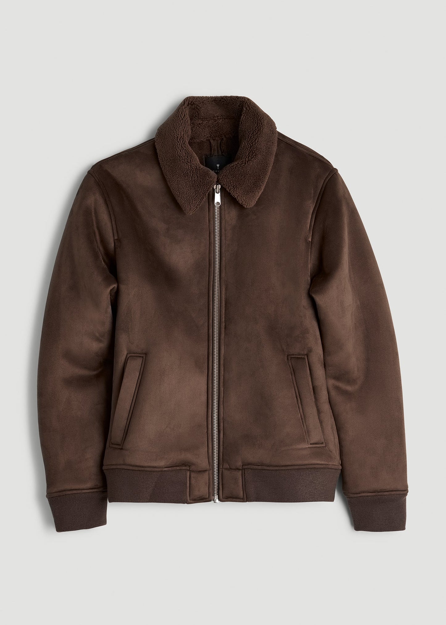 American Tall Men Sherpa Bomber Jacket for Tall Men in Bison Brown