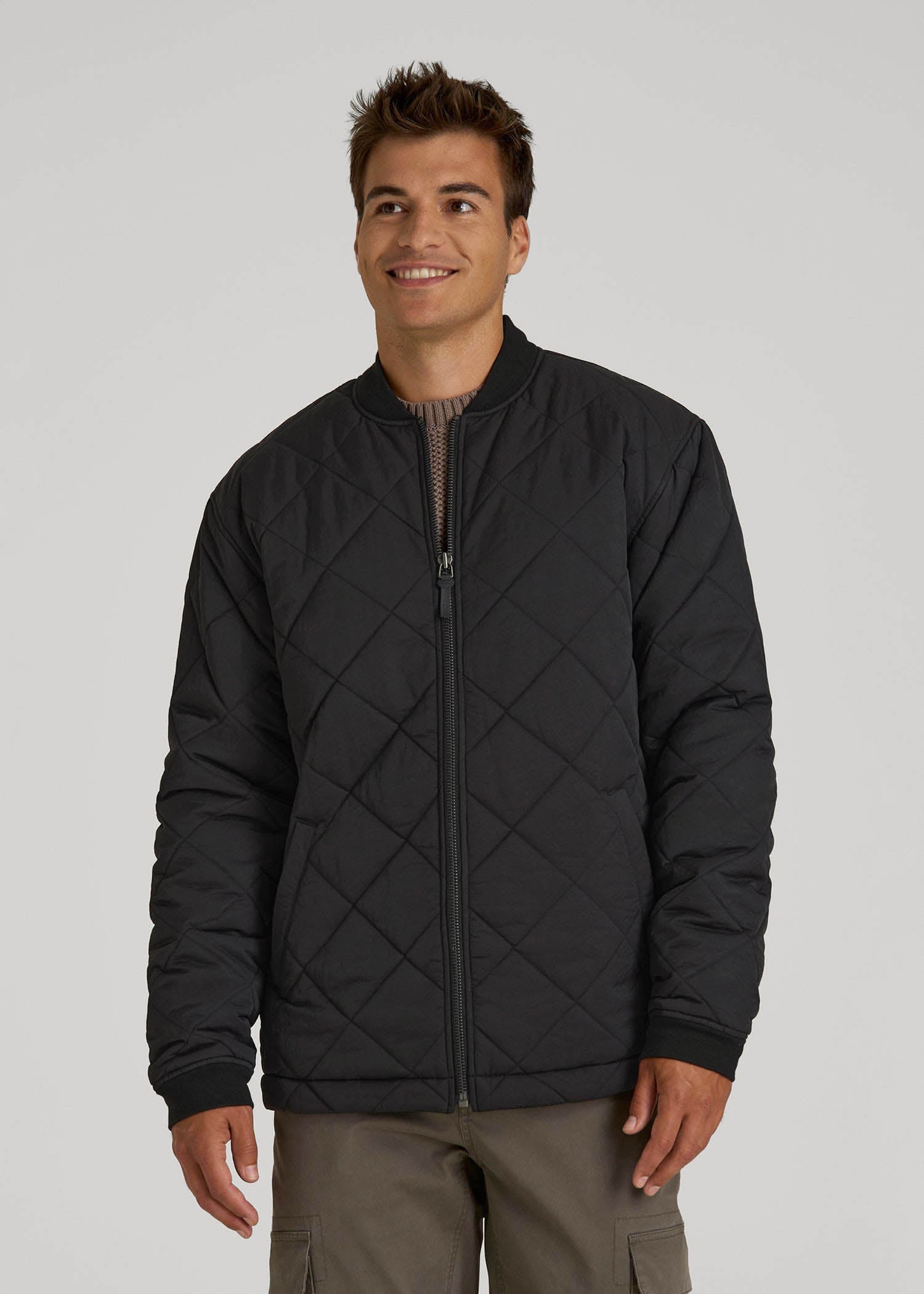 American Tall Men Quilted Jacket for Tall Men in Black
