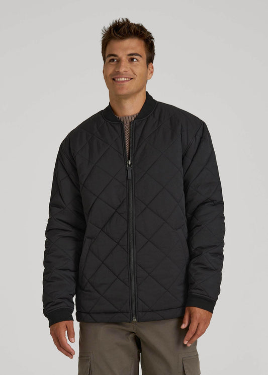 American Tall Men Quilted Jacket for Tall Men in Black