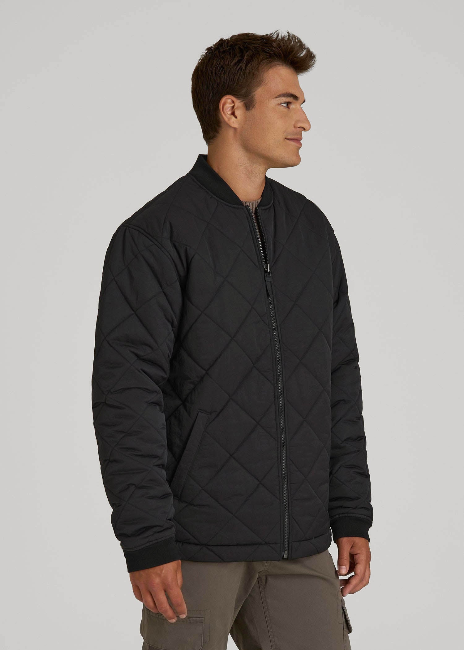 American Tall Men Quilted Jacket for Tall Men in Black