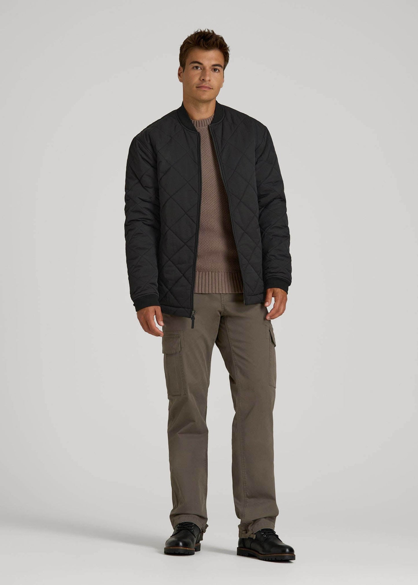 American Tall Men Quilted Jacket for Tall Men in Black