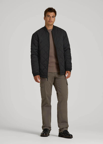American Tall Men Quilted Jacket for Tall Men in Black